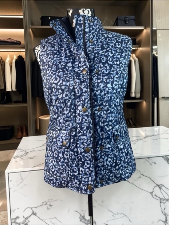 Talbots Jackets & Blazers - Talbots Quilted Puffer Vest Womens Blue Floral Full Zip Fleece Lined​​
